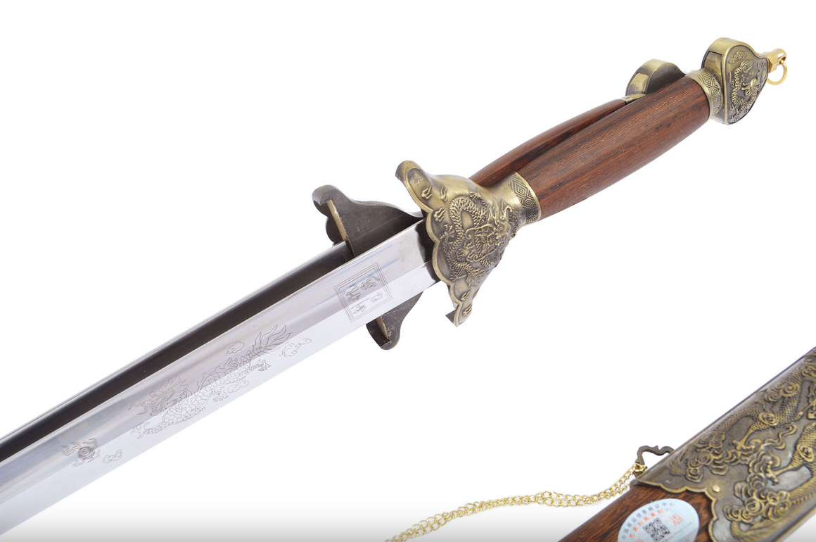 Dvojitý přímý meč, tuhý, nerezová ocel (horní řada), Jian Wang