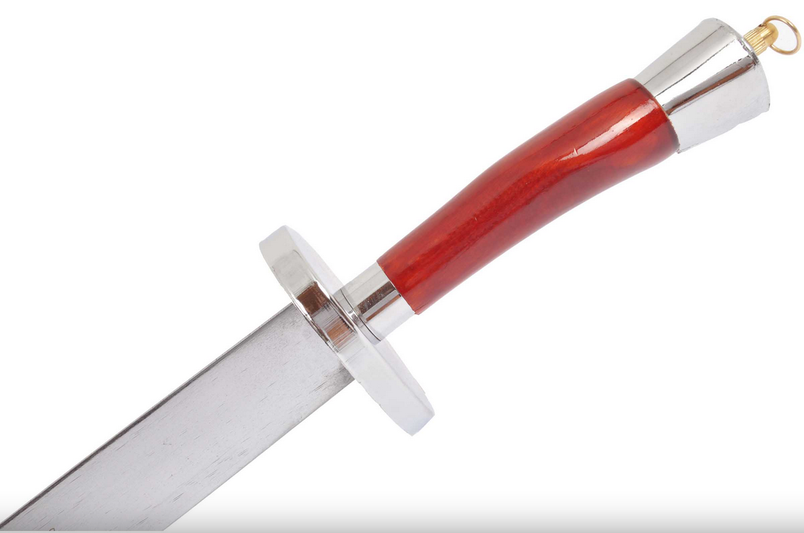 Kungfu tréninková široká šavle s pochvou, červená/stříbrná - ohebná