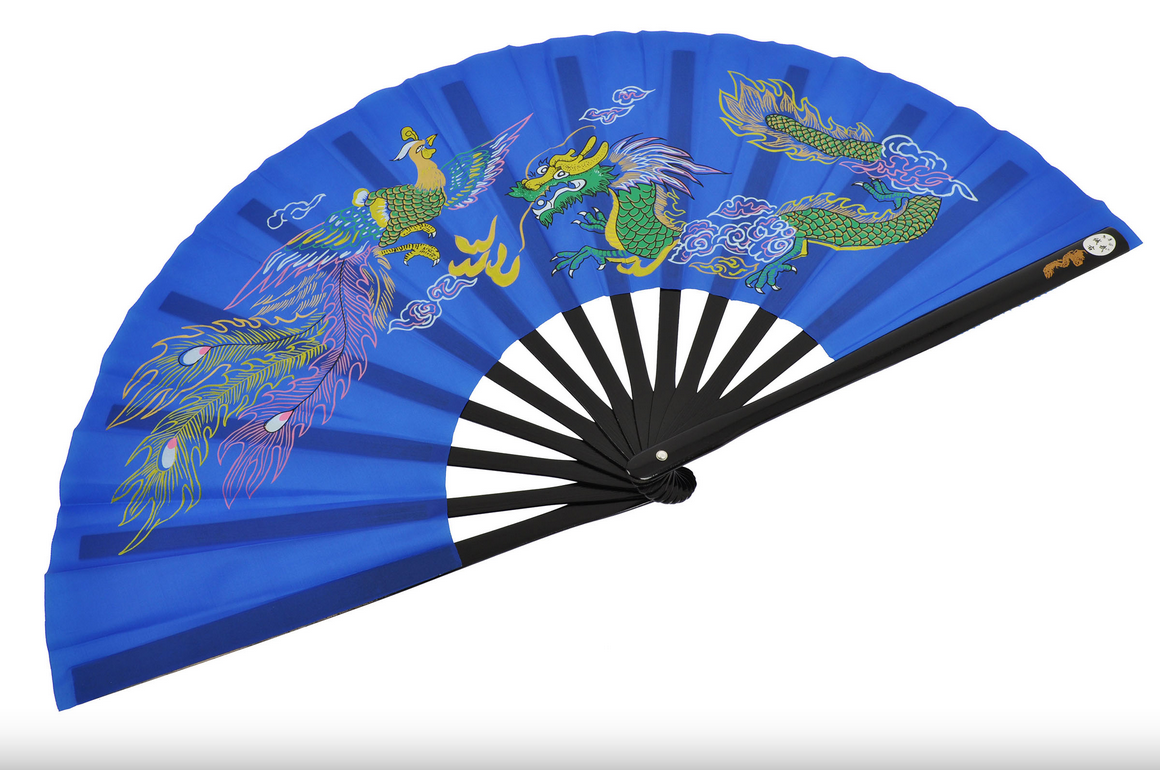 Tai Chi vějíř (Tai Ji Shan) Bambus, drak a fénix