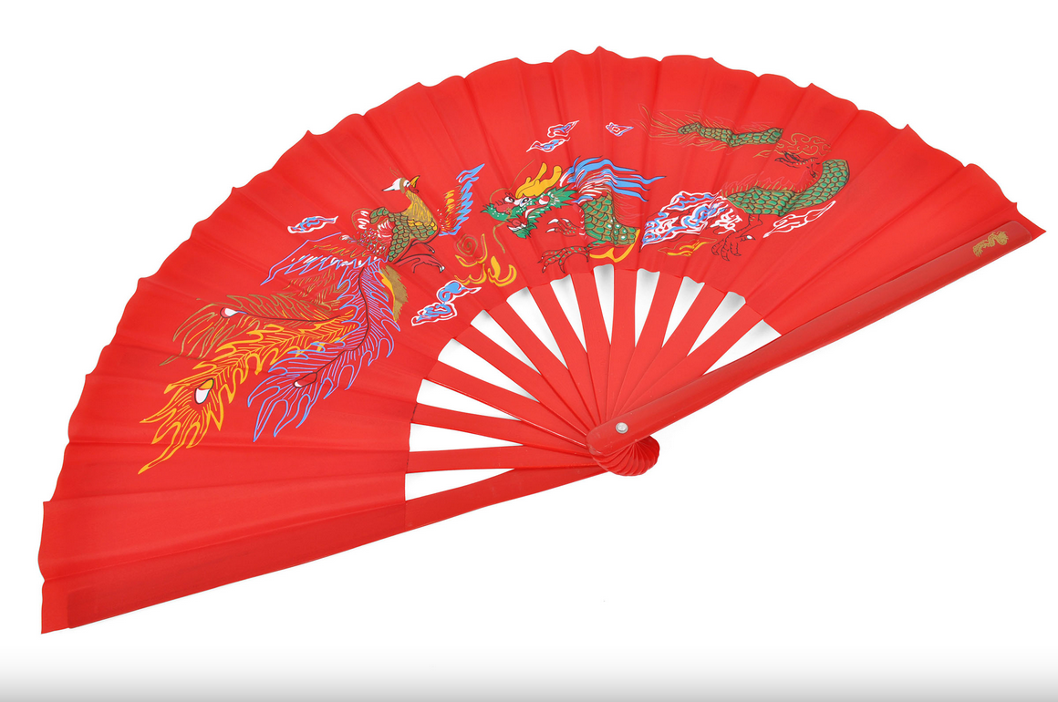 Tai Chi vějíř (Tai Ji Shan) Bambus, drak a fénix