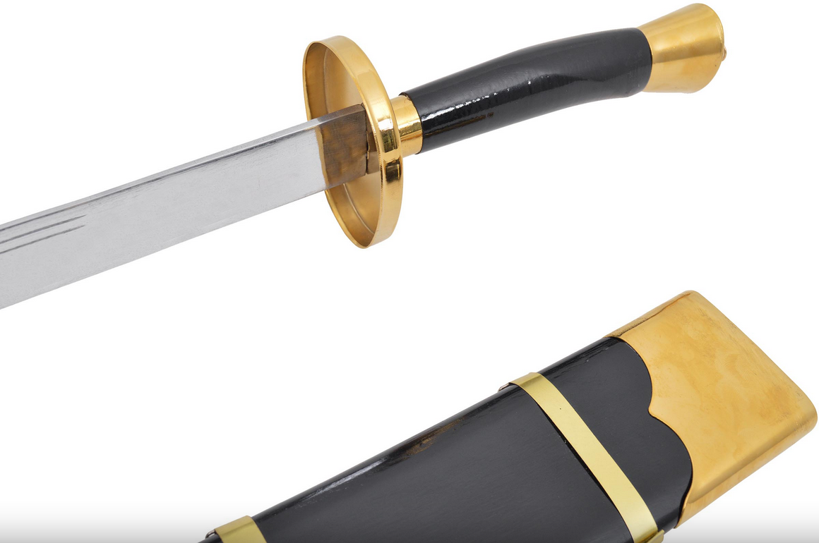 Kungfu Training Široká šavle s pochvou, černý / zlatý - polo pružný