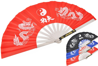 Tai Chi Wushu vějíř - metalický, shenlong