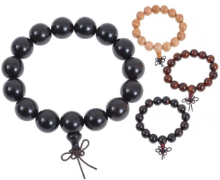 Buddhistický náramek, tibetský styl - dřevo 14 mm