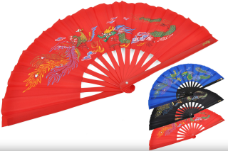 Tai Chi vějíř (Tai Ji Shan) Bambus, drak a fénix