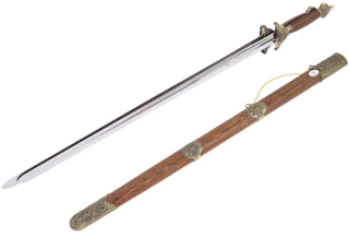 Dvojitý přímý meč, tuhý, nerezová ocel (horní řada), Jian Wang