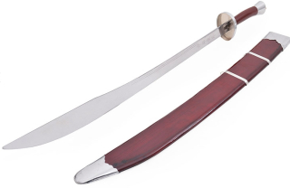 Kungfu tréninková šavle s pochvou, červená / stříbrná - částečně pružný