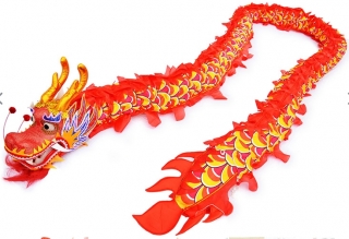 Dračí kostým, červený a zlatý, 3 osoby